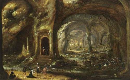 doshmanziari:Strange, moody paintings of imaginary grottos and...