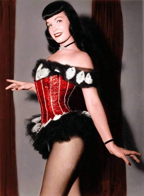 a-life-of-charm-and-grace - Bettie Page, colorized