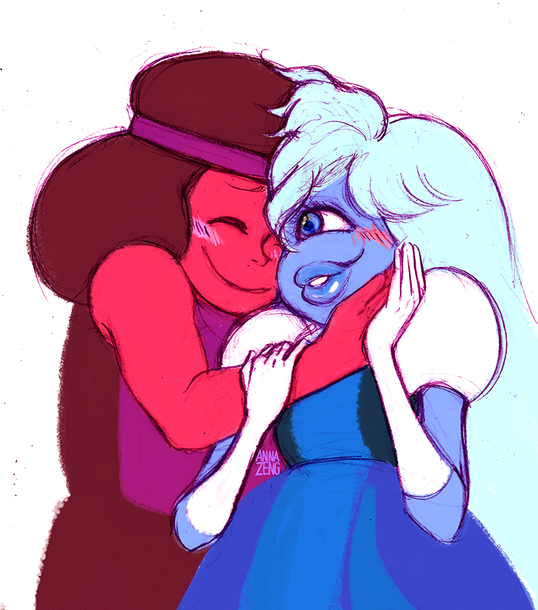 I watched all of Steven Universe in one sitting and I have never witnessed anything in my life as pure and beautiful as Ruby and Sapphire’s relationship