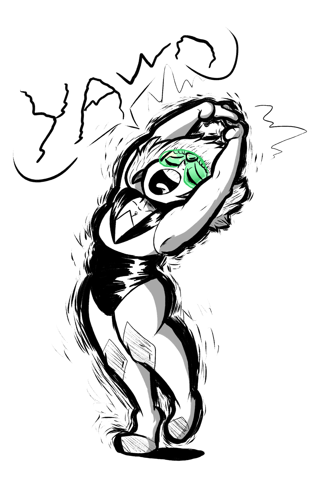 heres a warm up peridot sketch. shes stretching and ready to face the day