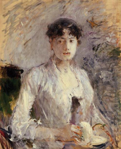 impressionism-art-blog - Young Woman in Mauve, 1880, Berthe...