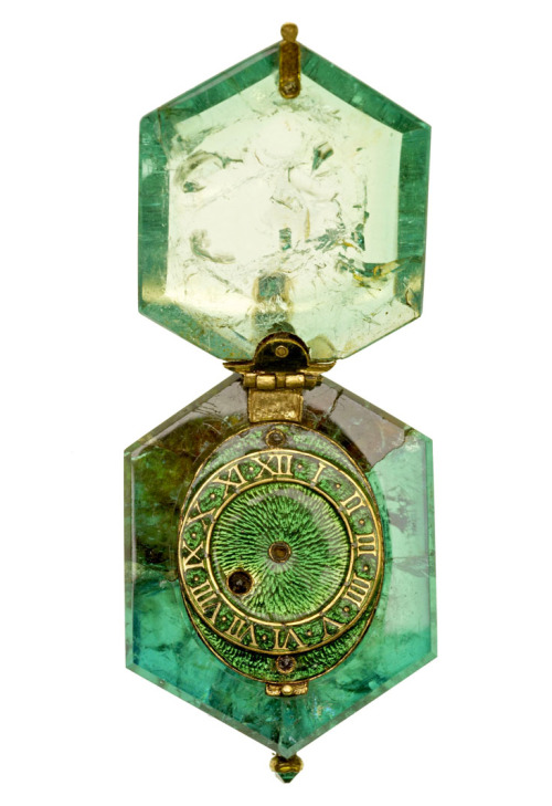 gdfalksen:Watch set into a single Colombian emerald crystal,...