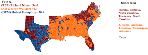 mapsontheweb - 1968 US Presidential Election results in the South.