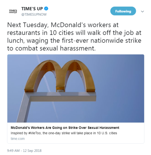 profeminist:“Next Tuesday, McDonald’s workers at restaurants in...