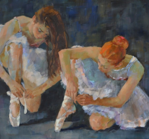fordarkmornings - Tying by Muriel Barclay (Scottish). Oil on...
