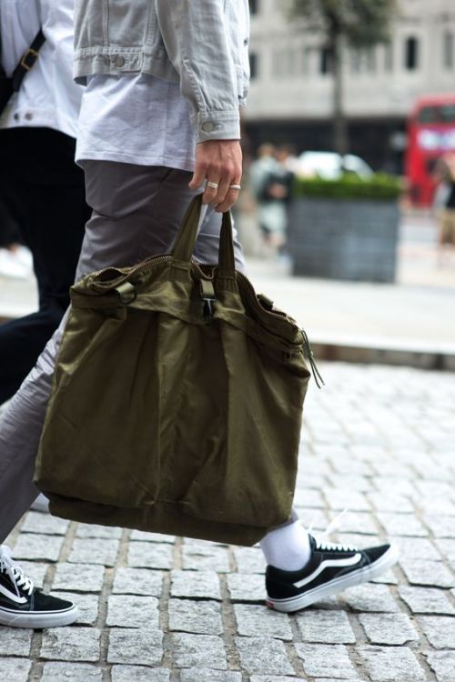 Classic B&W Vans and olive green bag…More Street...