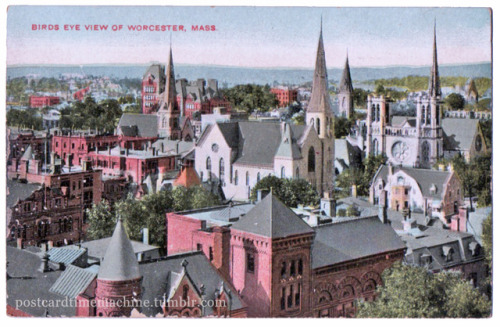 postcardtimemachine - Birds Eye View of Worcester, Mass.