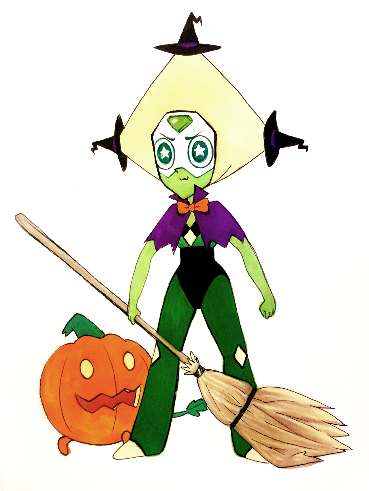 [Inktober 08] Peridot - Witch Hats Inktober Day 08 She’s ready for both the tricking AND the treating! Well, maybe not the treating since I forgot to add a pumpkin pail, but gems don’t eat anyway haha...