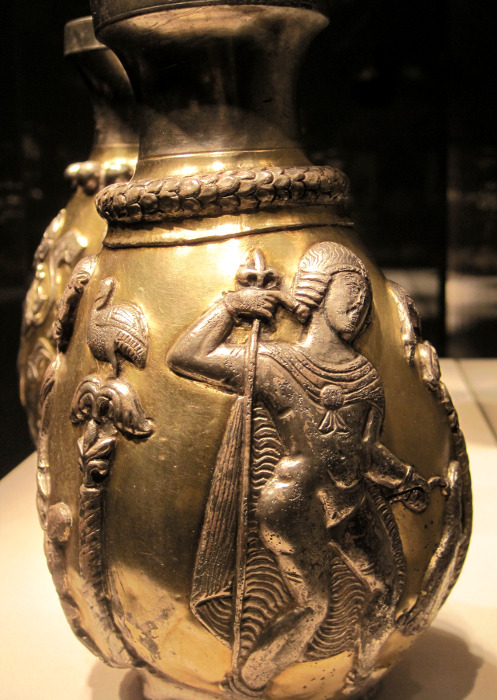 Detail of a Sasanian ewer made with silver and gilt from the...