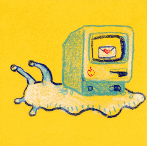 emailsnail - E-mail snail whose shell is a Mac 128K from 1984…