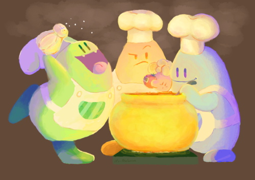 thelonius-art - cooking with friends in the middle of a boss fight