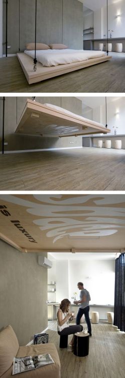 thedesignwalker - The bed disappears in the ceiling ready to...