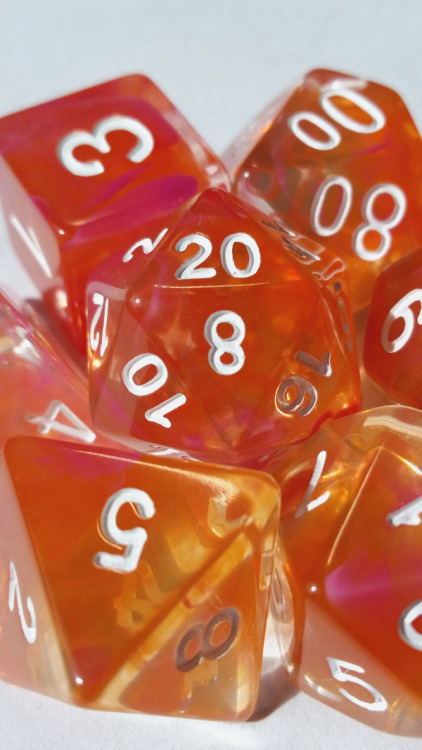 detectdice -  pink and orange swirl dice from HDDice!