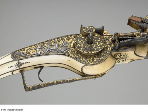 peashooter85 - Ivory stocked gold inlaid wheellock pistol crafted...