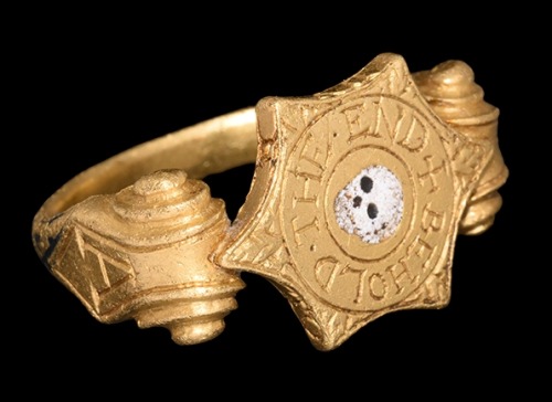 Elizabethan Gold ’+BEHOLD THE END’ Mourning Ring for...