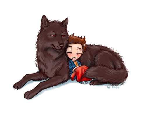 red-rahl-art - Another Sterek with Wolf and Sleeping Boy.  (Found...