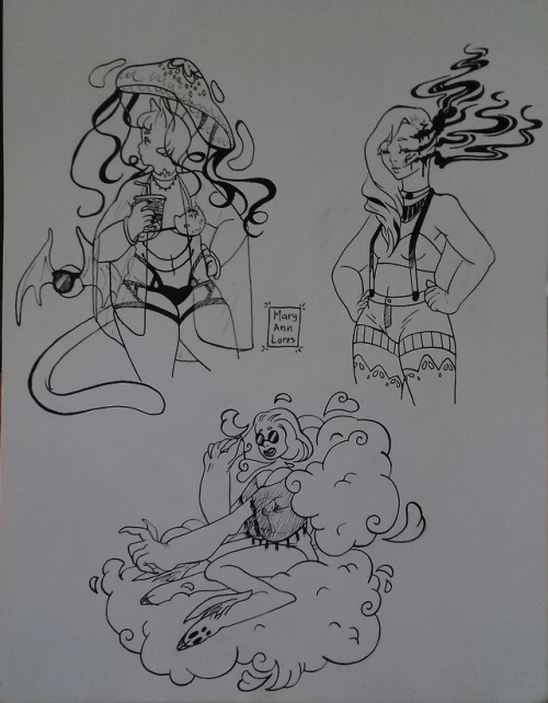 Bunch of old doodles with ink.From top to bottom and left to...