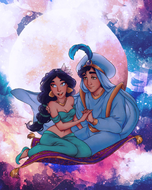 princessesfanarts - Painting of Jasmine and Aladdin in Whole New...