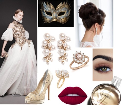 Rhona’s masquerade by katvonb featuring 14k jewelryCasadei...