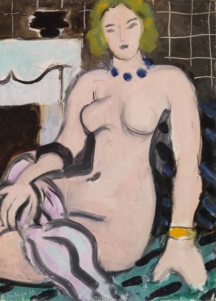 Nude with a Blue Necklace, Henri...