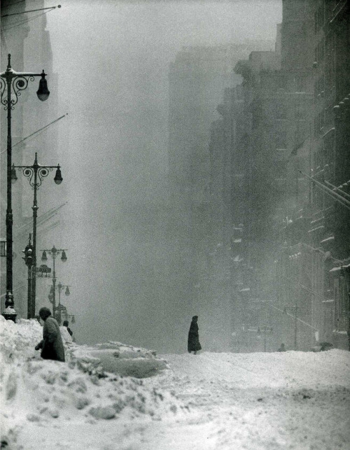 vintageeveryday - Big snow, 42nd Street, New York City, 1956.