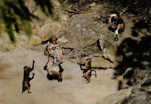 24kblk - naomi in ‘wild things’ by jean-paul goude for harper’s...