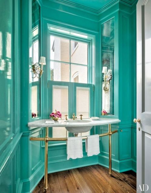 magicalhomestead - Vintage bathroom updated with glossy...