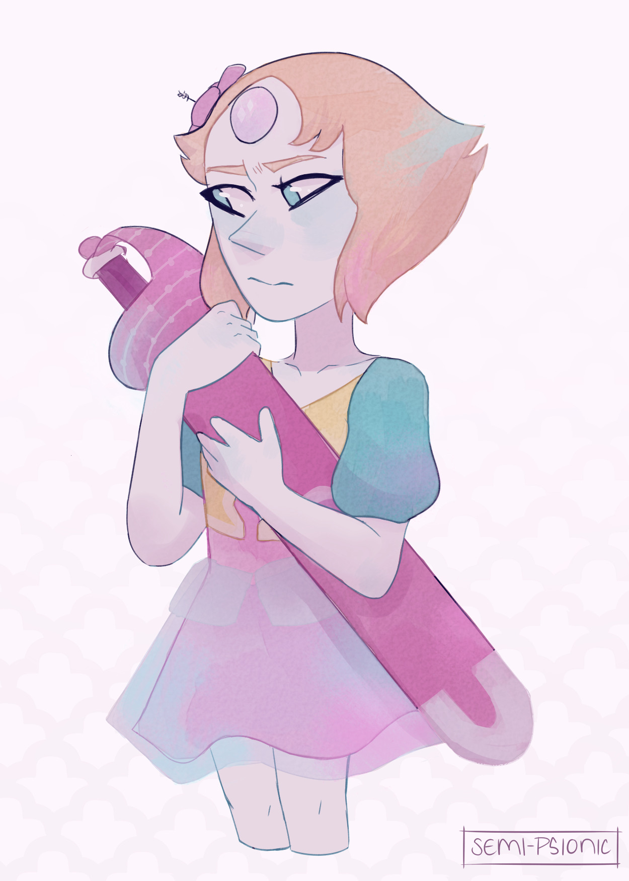 the result of playing with my favorite watercolor brush! this is the one time one of my pearl drawings has come out the way i wanted it to lol