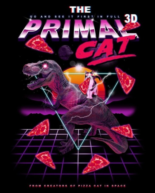 Something new ✨✨✨✨ #derickjames #cat #80s #retrowave #pizza...
