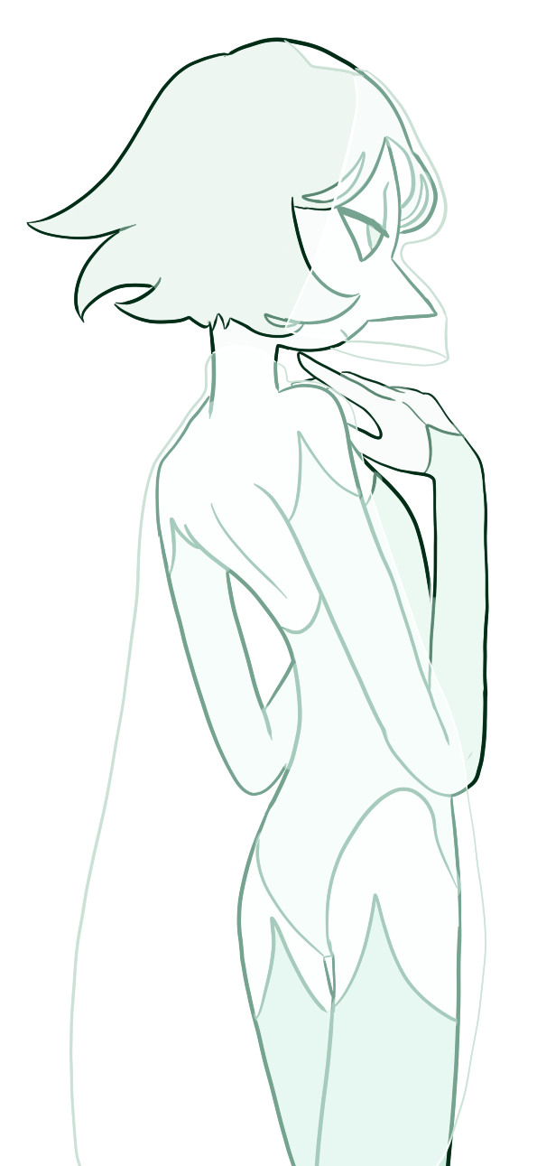 prediction for what White Pearl might look like, i redesigned her a bit. she just HAS to have a veil or a cape as a see-through. ~