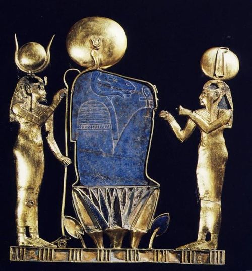 grandegyptianmuseum - A pectoral depicting the birth of the...