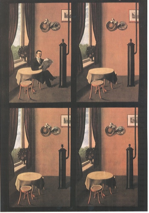 surrealism-love - Man reading a newspaper, 1928, Rene...