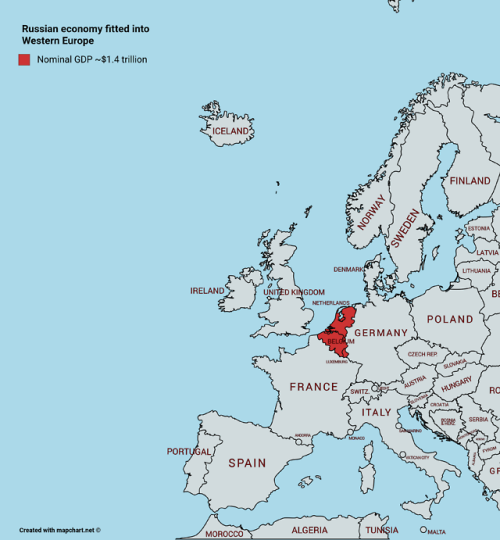 mapsontheweb - Russian nominal GDP fitted into Western Europe.