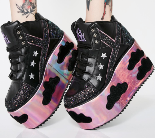 blackclothesinc - Cosmo Iridescent Platform Sneakers