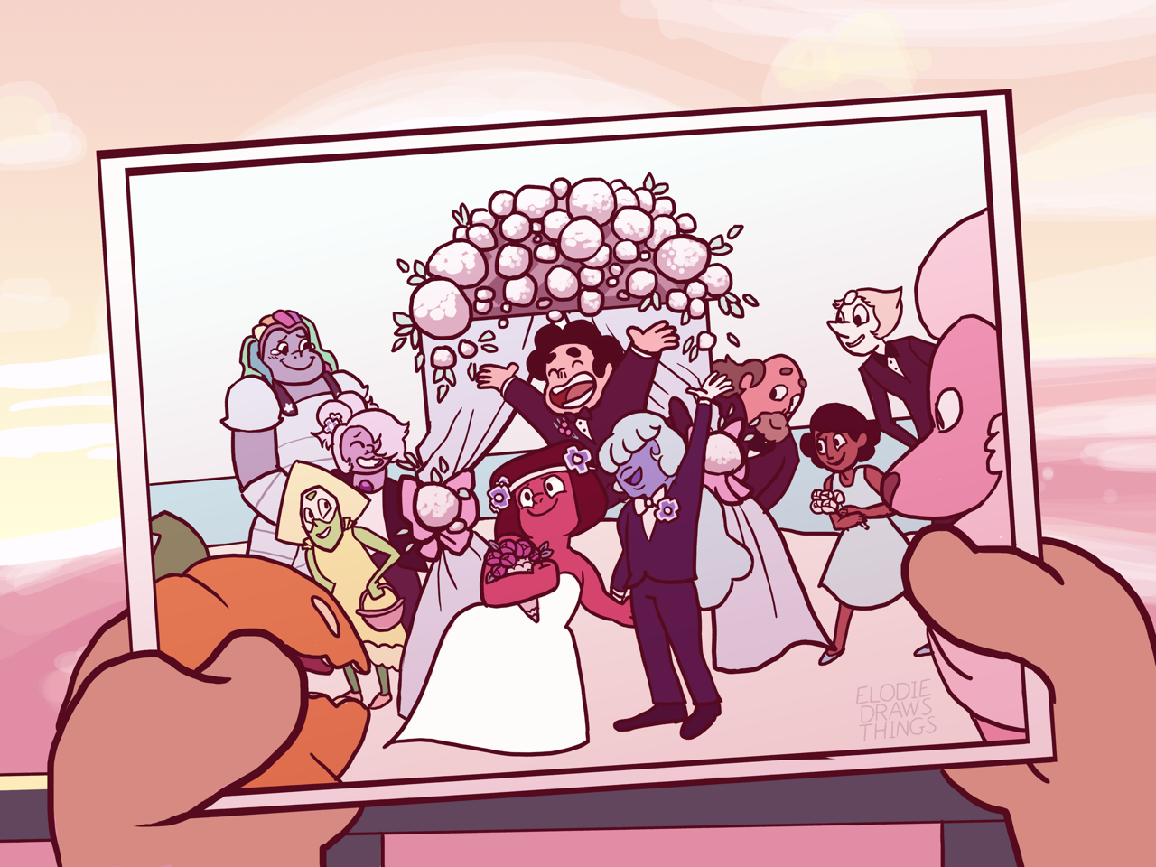 Screencap redraw of the comic book wedding shot, but with the rupphire wedding!! This was so fun to do 💕 (click for better res obv)
