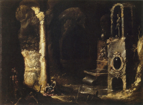 doshmanziari - Strange, moody paintings of imaginary grottos and...
