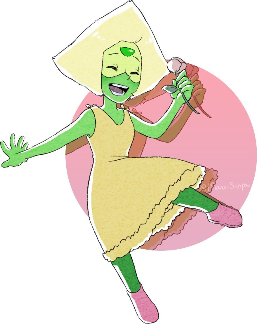 Peridot in a cute yellow dress happened t be a highlight of my life really 💚💛 Twitter | Instagram