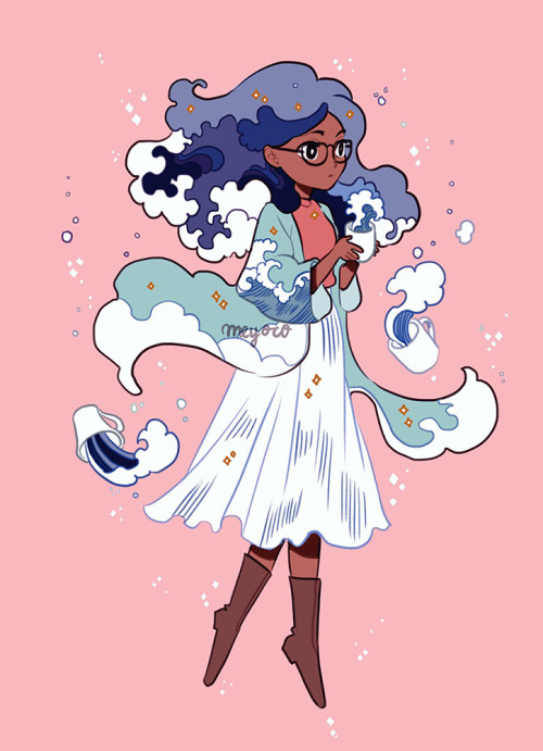 cousaten:Drew a new witchsona! I’m an ocean witch who brews tea...