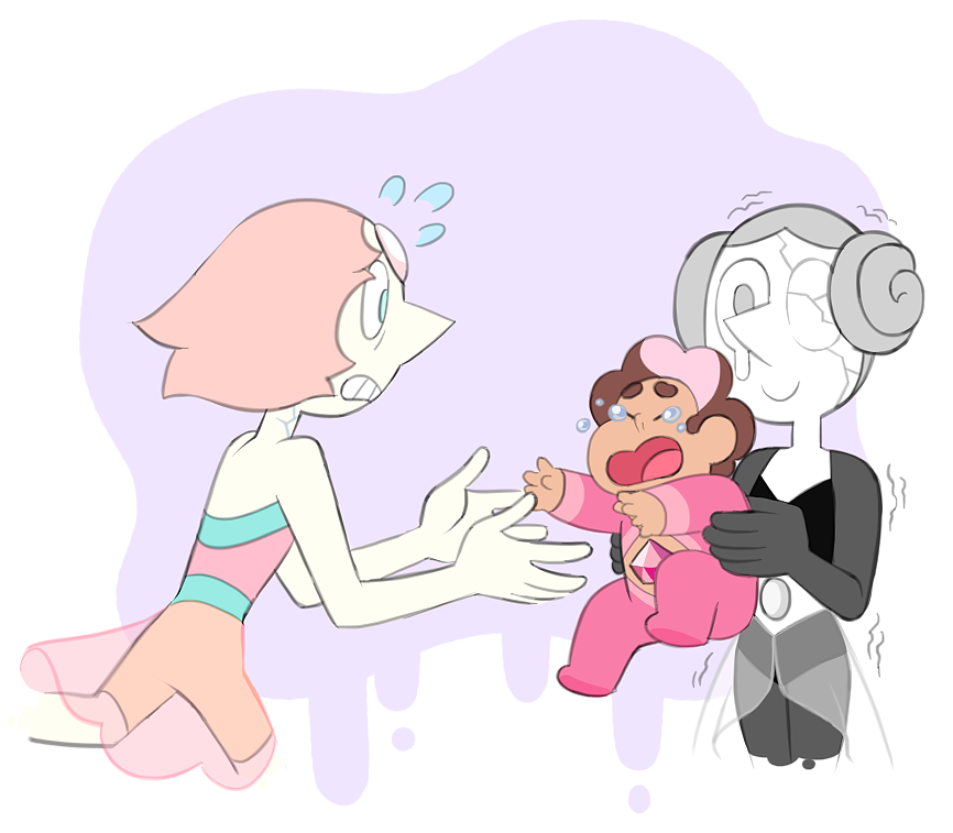 Just had the image of baby Steven in my (& @boringartist‘s ^v^) Bad Prediction AU grabbing all the Pearls’ noses…except White’s. XD