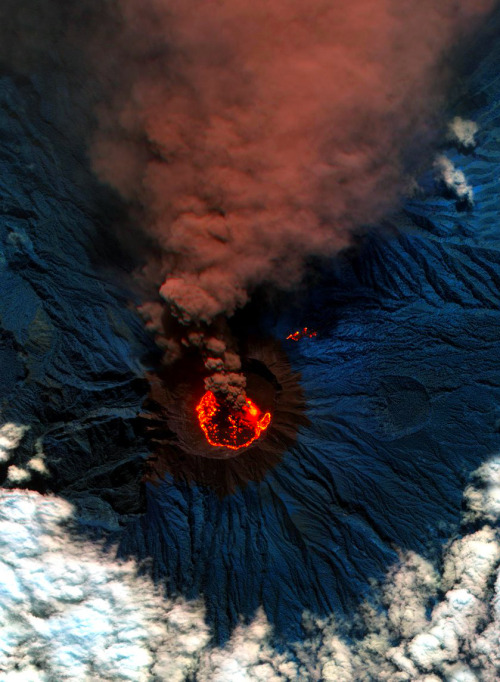 dailyoverview - Lava and ash billow out of Raung, one of the...