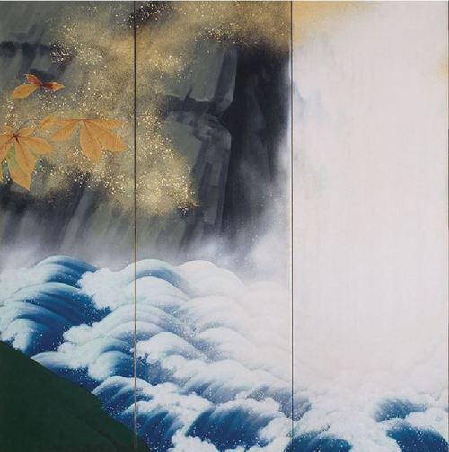 fujiwara57 - byōbu-e 屏風絵 - peinture sur paravent deShindō Reimei...