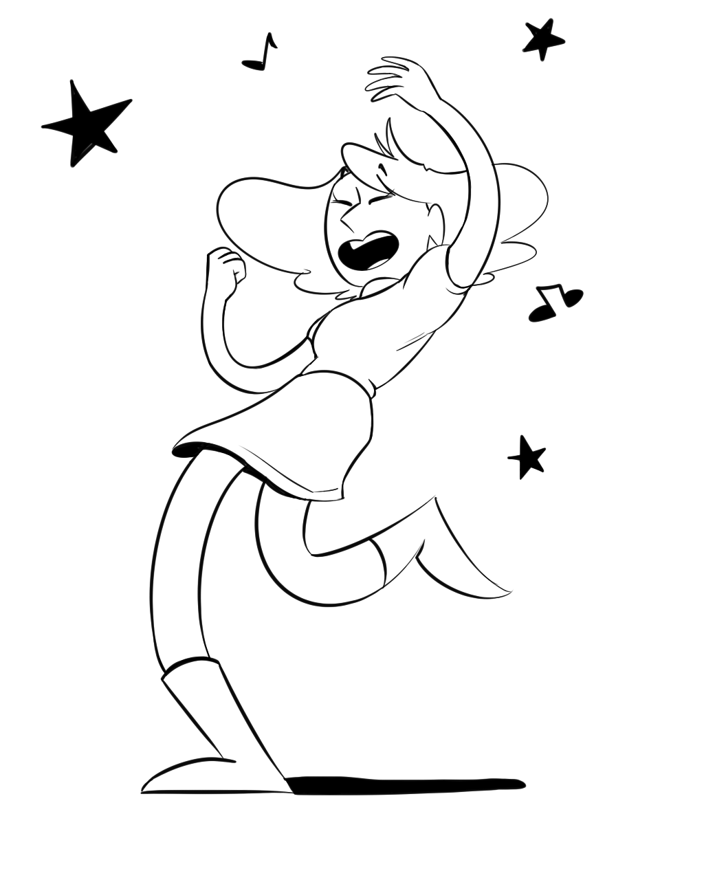 Black and White commission of Connie dancing for @thesimplekritik