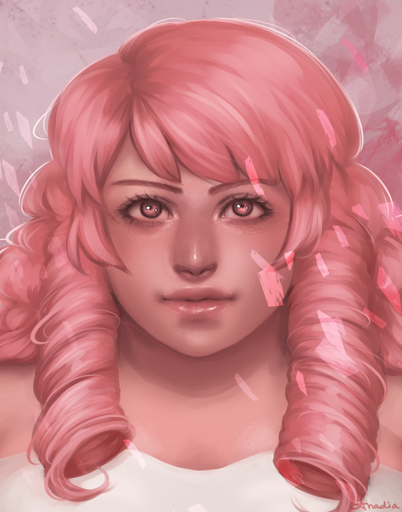 I only just recently watched Steven Universe and I wanted to draw the lovely Rose Quartz immediately. She was really fun to paint and I tried to capture her in my own style :)