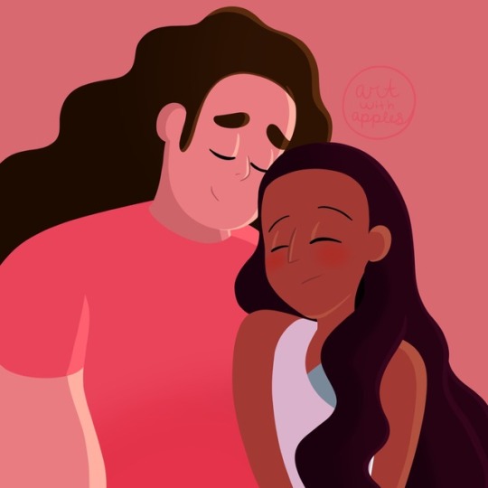 A simple lineless picture of adult Steven and Connie