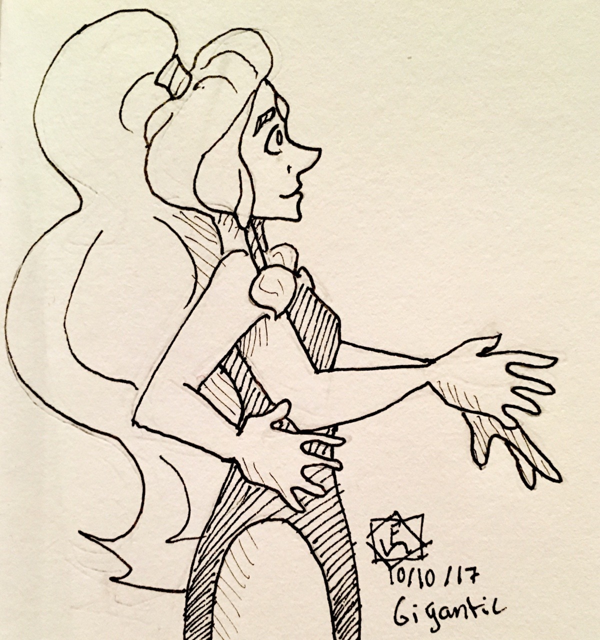 Opal as a giant woman for Inktober day 10: Gigantic!