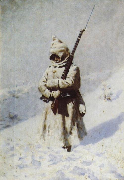 artist-vereshchagin - Soldiers in the snow, 1877, Vasily...