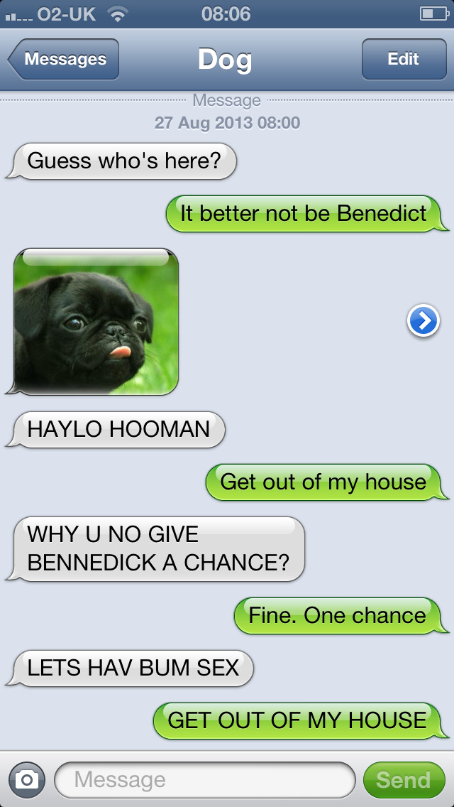 texting my dog