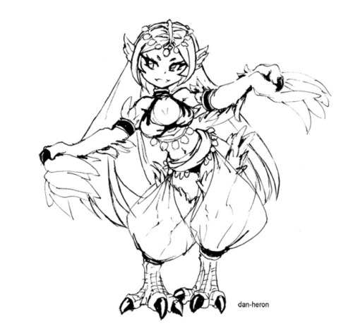 dan-heron - quick drawing of a Harpy Harem Dancer. I was...