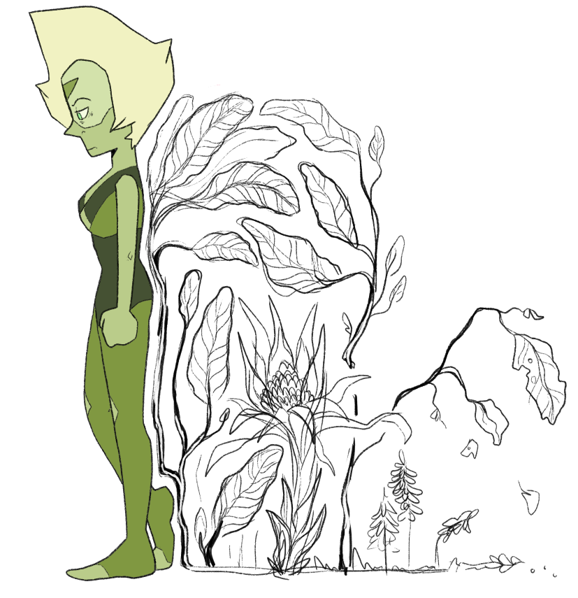 I don’t like this doodle of Peridot QUITE enough to finish it but I like it enough to post what I have of it so far