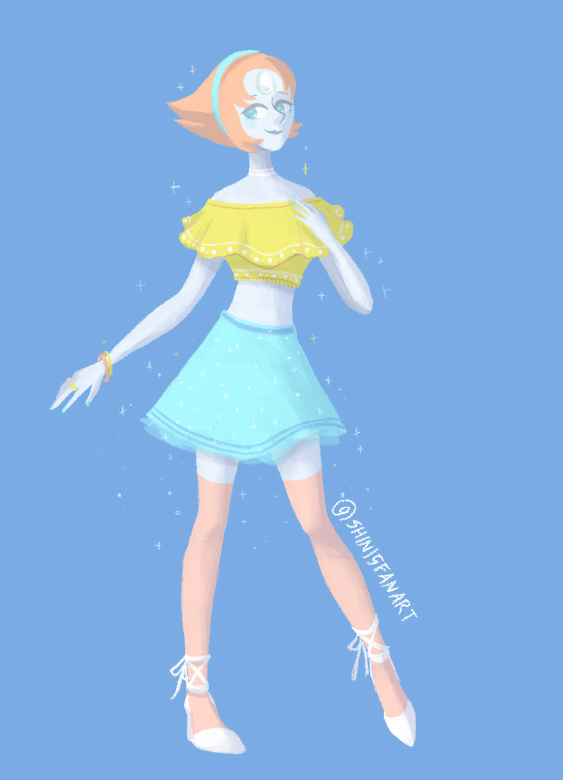 just want to draw Pearl with modern dress. :P